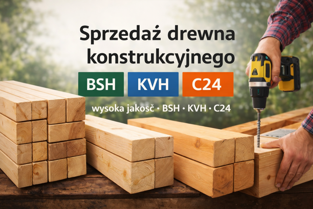 Drewno konstrukcyjne BSH KVH C24 sprzedaż – belki konstrukcyjne wysokiej jakości